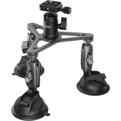 TELESIN Triple Suction Cup Mount Car Camera Rig for GoPro Insta360 DJI DSLR Mirrorless