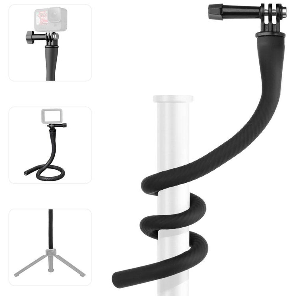 TELESIN Action Camera Smartphone Gooseneck Flexible Arm Holder & Fence Mount with 1/4" Threads and 3-Prong / Phone Clamp Adapter