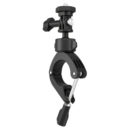 TELESIN Bike & Motorcycle Crab Claw Style Clamp Pipe Mount with Dual 360° Ball Head Swivel Joint, Anti Slip Rubber Grip and Adjustable Angle Lock for Action Cameras