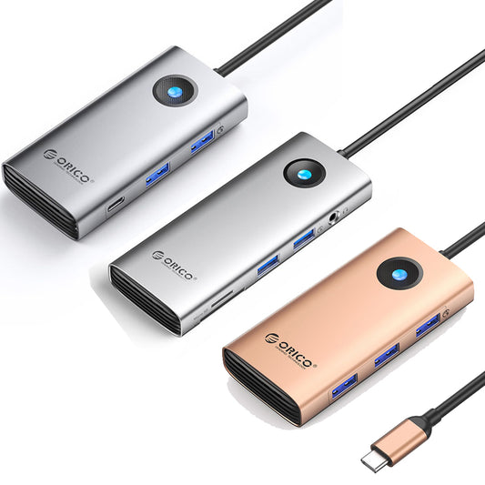 ORICO PW11 Series USB Type C Multifunctional Hub with 5Gbps Data Transfer, PD 100W USB-C, 4K60Hz HDMI, 1000Mbps Gigabit Ethernet for Computer & Laptop, 3.5mm Audio Port & SD/TF Card Reader