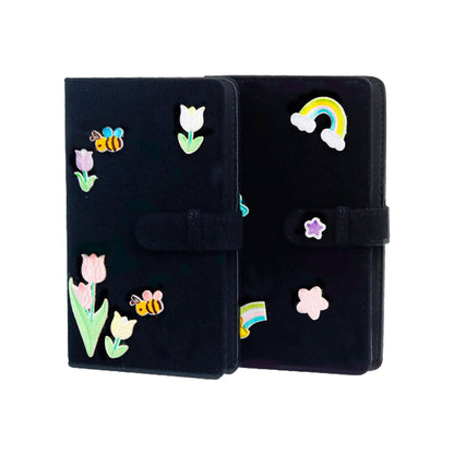Pikxi 96 Pockets Black Felt 3" Photo Album with Velcro Stickers for FUJIFILM Instax Mini Film Instant Camera | Color Star, Tulip