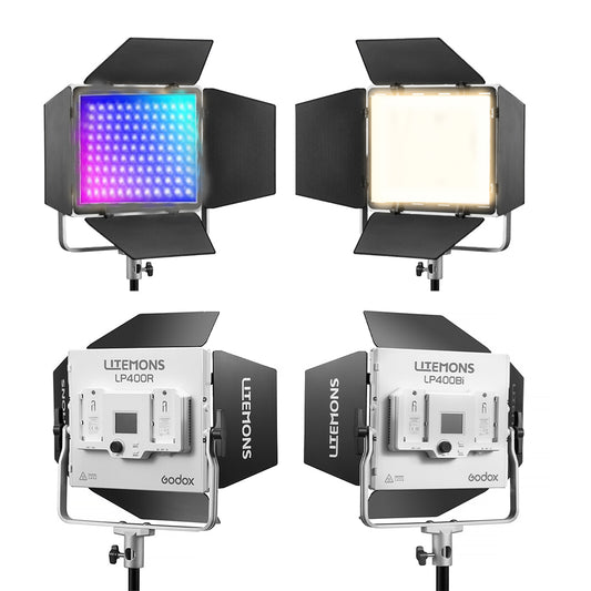 Godox Litemons LP400 Series Bi-Color / RGB LED Light Panel with Dual NP-F Battery Plate, Onboard & Wireless Controls & Creative Light Effects for Live Streaming, Vlogging, Video Content Creation & Studio Lighting | LP400R LP400BI