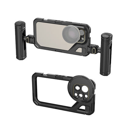 [CLEARANCE] SmallRig Mobile Phone Case Video Cage Kit for iPhone 15 Pro Max with Quick Release Horizontal / Vertical Dual Side Handles, Multiple Cold Shoe Mounts, Wireless Control, 1/4"-20 Attachment Threads, and M-Mount Lens Plate | 4392