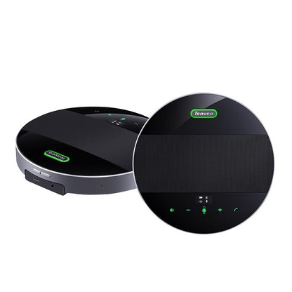 Tenveo TEVO M5B Portable Omnidirectional Bluetooth 5.0 Conference USB Speakerphone with Built-in 4 Microphones, 360 Degree Pickup, 10M Max Wireless Range and 8000mAh Li-Ion Battery and 14 Hours Max Playtime for Conference Meetings