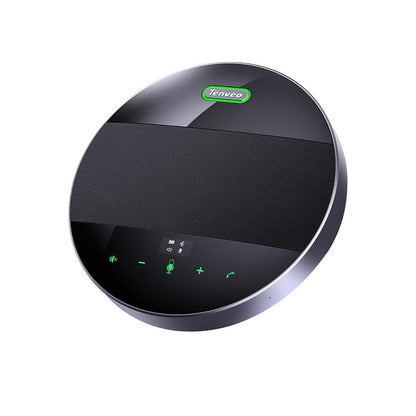 Tenveo TEVO M5B Portable Omnidirectional Bluetooth 5.0 Conference USB Speakerphone with Built-in 4 Microphones, 360 Degree Pickup, 10M Max Wireless Range and 8000mAh Li-Ion Battery and 14 Hours Max Playtime for Conference Meetings