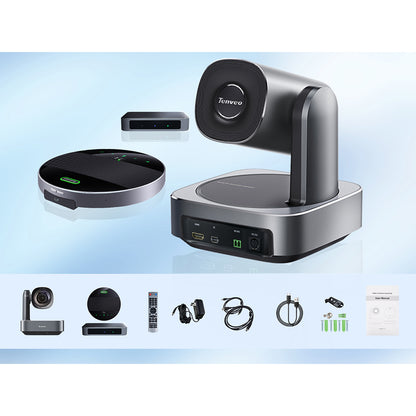 Tenveo TEVO VLGROUP-12U All-in-One Video & Audio Conferencing System with VLoop 4K UHD PTZ Camera with Hub & MagiCall Bluetooth Speakerphone, 12x Optical Zoom, Remote Control, HDMI & DP Video Interface, 360 Degree Voice Pickup for Meetings & Livestreaming