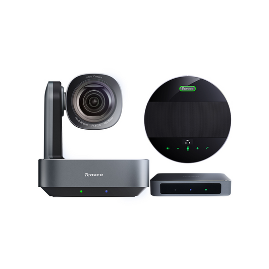 Tenveo TEVO VLGROUP-12U All-in-One Video & Audio Conferencing System with VLoop 4K UHD PTZ Camera with Hub & MagiCall Bluetooth Speakerphone, 12x Optical Zoom, Remote Control, HDMI & DP Video Interface, 360 Degree Voice Pickup for Meetings & Livestreaming