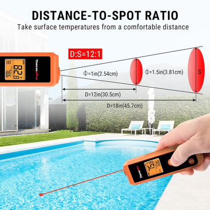 ThermoPro 2-in-1 Pocket Digital Laser Infrared Thermometer with Meat Probe for Home & Kitchen Cooking, Grilling, Roasting, Industrial, Automotive, HVAC, Maintainance & Repairs | TP410 | TP20
