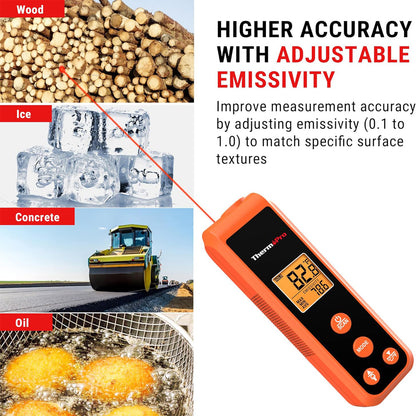 ThermoPro 2-in-1 Pocket Digital Laser Infrared Thermometer with Meat Probe for Home & Kitchen Cooking, Grilling, Roasting, Industrial, Automotive, HVAC, Maintainance & Repairs | TP410 | TP20