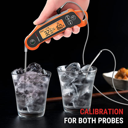 [CLEARANCE] ThermoPro TP710 Instant Read Waterproof Dual Probe Digital Meat Thermometer for Oven, Fryer, Grill, Sous Vide, BBQ, Smoker, Rotisserie, Smart Kitchen Cooking with Folding and Wired Probe, Temperature Lock & Calibration