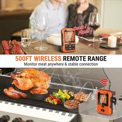 ThermoPro TP810W Dual Probe Digital Meat Thermometer for Oven, Fryer, Grill, Sous Vide, BBQ, Smoker, Rotisserie, Smart Kitchen Cooking with 500ft. Wireless Signal Range & On-Board Timer Mode
