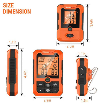 ThermoPro TP810W Dual Probe Digital Meat Thermometer for Oven, Fryer, Grill, Sous Vide, BBQ, Smoker, Rotisserie, Smart Kitchen Cooking with 500ft. Wireless Signal Range & On-Board Timer Mode