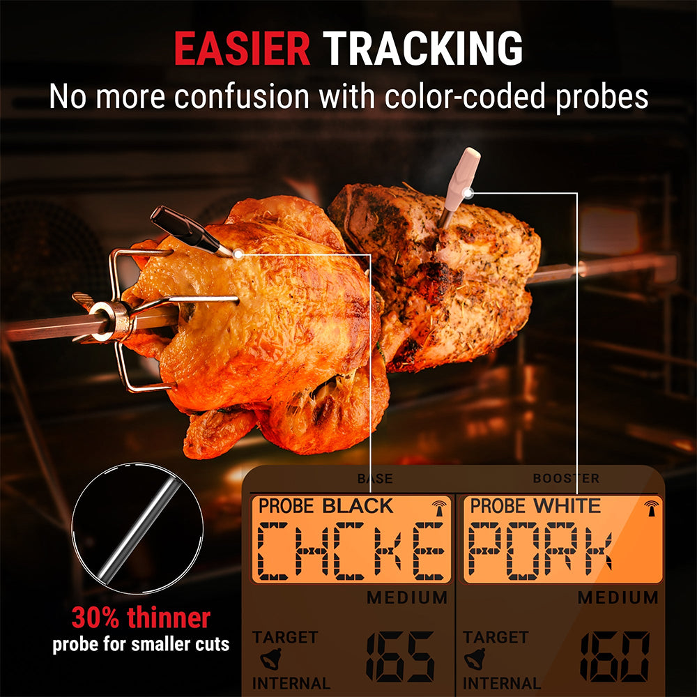 ThermoPro TempSpike Wireless Meat Thermometer Dual Ultra-Thin Probes with Up to 2000FT Range, Waterproof & Wire-Free, Digital Grill Temperature Monitor for BBQ, Smoking, Rotisserie, NSF Certified | TP862 | TP863B