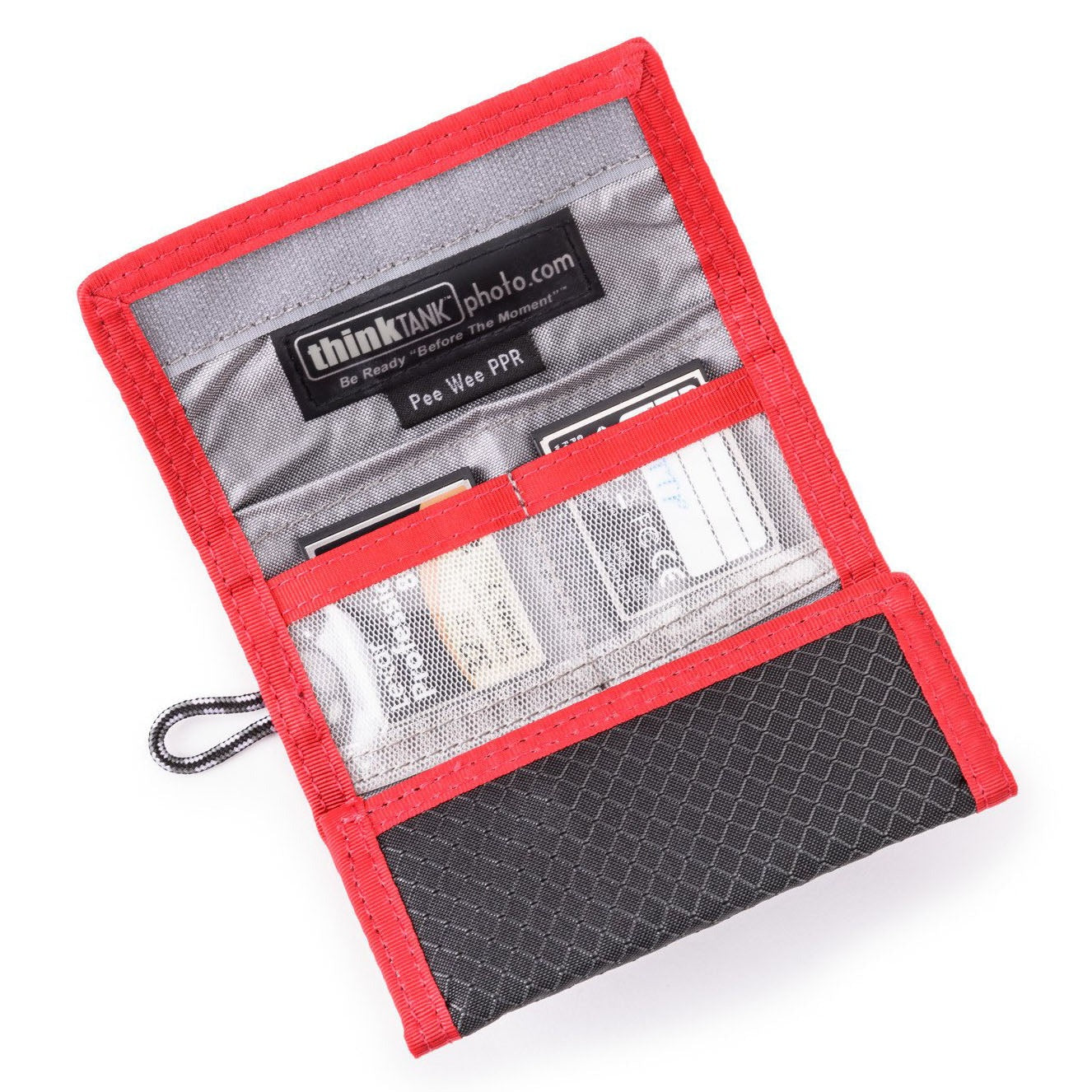 Think Tank Pee Wee Pixel Pocket Rocket ID and Memory Card Pouch Holder Wallet with 4 CF 3 SD Clear Slots and Hook / Loop Fasteners for Belt and Neck Strap for Camera Accessories