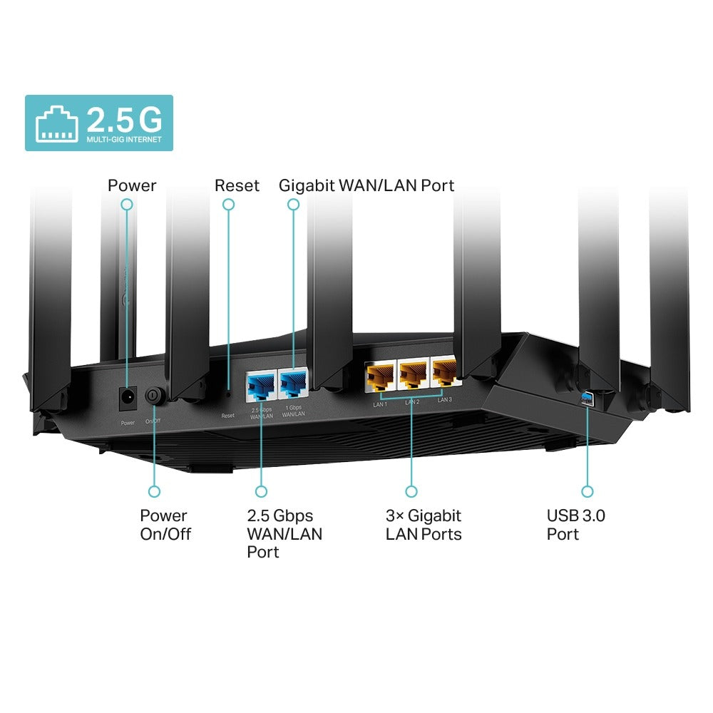 TP-Link Archer AX80 Lightning Fast AX6000 8-Stream Dual Band MU-MIMO Wi-Fi 6 Router with 2.5G Multi-Gigabit Port, 4804Mbps at 5GHz, 1148Mbps at 2.4GHz, 2GHz Quad-Core CPU, OFDMA, Beamforming, VPN Clients & Server Supported, OneMesh