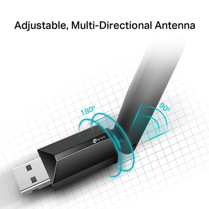 TP-Link Archer T2U Plus AC600 High Gain Wireless Dual Band USB 2.0 Adapter with 433Mbps at 5GHz, 200Mbps at 2.4GHz Wi-Fi, Adjustable High Gain External Antenna for Windows & macOS