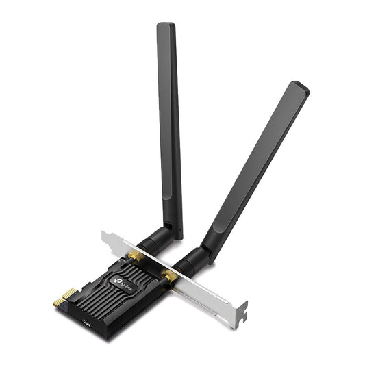 TP-Link Archer TX20E AX1800 Dual Band Wi-Fi 6 Bluetooth 5.2 PCIe Adapter with 1201Mbps at 5GHz, 574Mbps at 2.4GHz, MU-MIMO, Beamforming, WPA3, OFDMA, High Gain External Antennas, Low-Profile Bracket for Windows 10 / 11