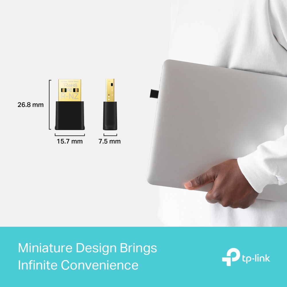 TP-Link Archer TX20U Nano AX1800 WIFI 6 Wireless USB Adapter Dongle with Dual Band 5GHz / 2.4GHz Max 1201 Mbps Speeds, WPA3 Security Protocol, OFDMA MU-MIMO Support for Internet and Networking
