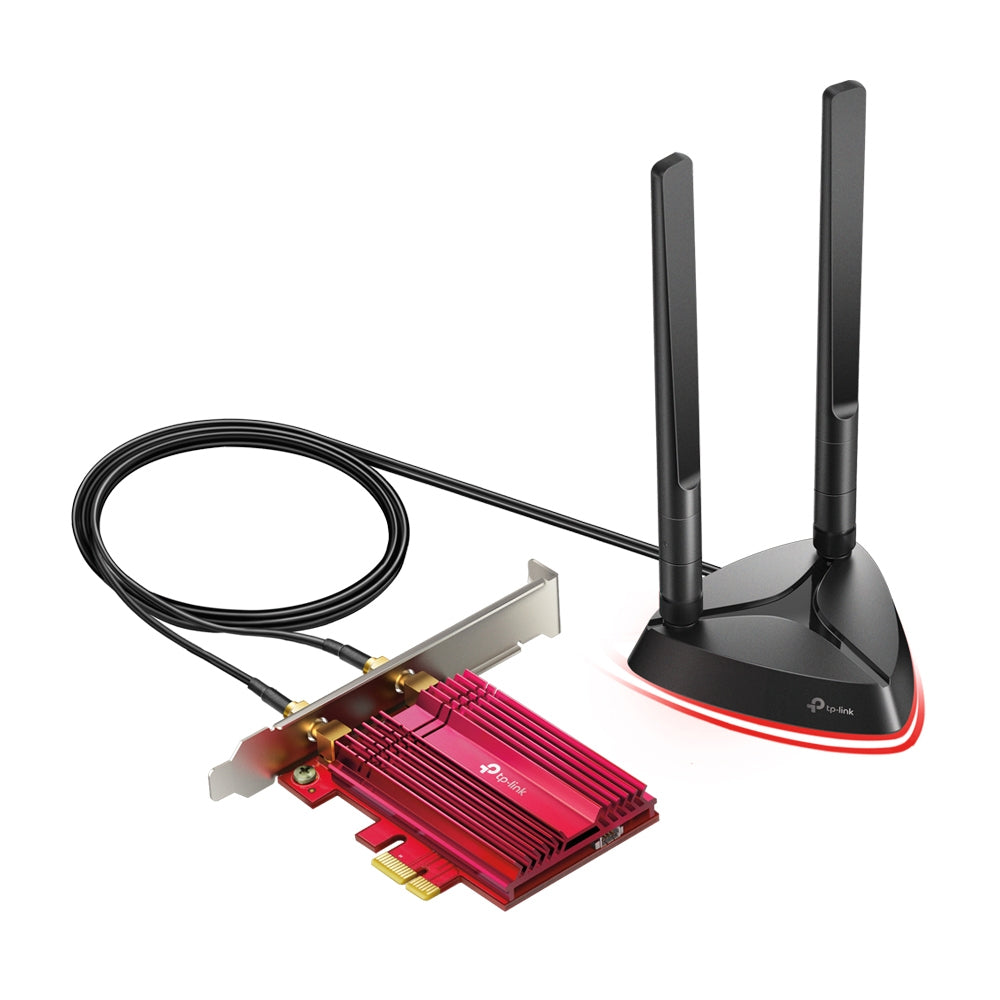 TP-Link Archer TX3000E AX3000 Wi-Fi 6 Bluetooth 5.0 PCIe Adapter with 2402Mbps at 5GHz, 574Mbps at 2.4GHz, MU-MIMO, OFDMA, 1024 QAM, WPA3, High Gain External Antennas Low-Profile Bracket for Windows 11/10 (64-bit)