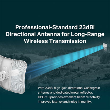 TP-Link CPE710 5GHz AC 867Mbps 23dBi Outdoor CPE for PtP Wireless Bridge & PtMP AP/Client, AP Router, AP Client, Router, Repeater, Bridge Mode with 30km+ Wireless Transmission, Dual-Polarized Directional MIMO Antenna, IP65 Weatherproof