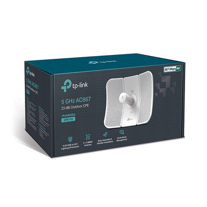 TP-Link CPE710 5GHz AC 867Mbps 23dBi Outdoor CPE for PtP Wireless Bridge & PtMP AP/Client, AP Router, AP Client, Router, Repeater, Bridge Mode with 30km+ Wireless Transmission, Dual-Polarized Directional MIMO Antenna, IP65 Weatherproof
