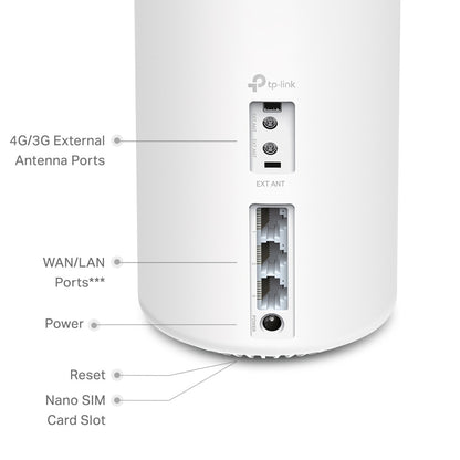 TP-Link Deco X20 4G+ AX1800 WIFI 6 Home Mesh System and 4G LTE / 3G Router, Max 200m Seamless Coverage, 1800Gbps Dual Band 5GHz / 2.4GHz Speeds, 3x WAN / LAN Ports, no Sim Card Slot and HomeShield App Support with Parental Controls