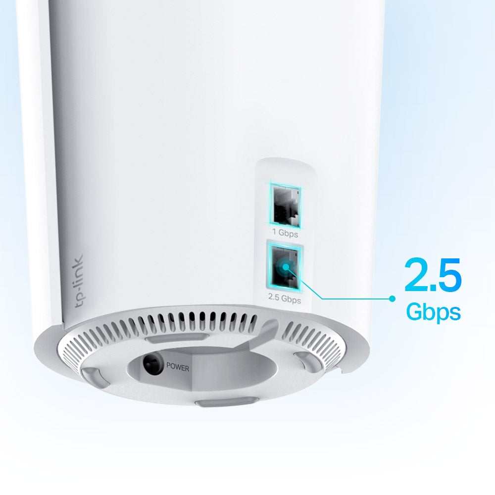 TP-Link Deco X90 AX6600 Whole Home Mesh Tri-Band Wi-Fi 6 System with 4804Mbps at 5GHz-1, 1201Mbps at 5GHz-2, 574Mbps at 2.4GHz, 2.5G Port, Covers Up to 6,000 sq.ft., Up to 200 Devices, Router/AP Mode, AI Mesh, MU-MIMO, Beamforming