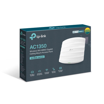 TP-Link EAP225 AC1350 Wireless MU-MIMO Gigabit Ceiling Mount Dual Band Access Point with  867Mbps at 5GHz, 450Mbps at 2.4GHz, Gigabit RJ45 Port, Omada SDN, Beamforming, Mesh, Seamless Roaming, Load Balance