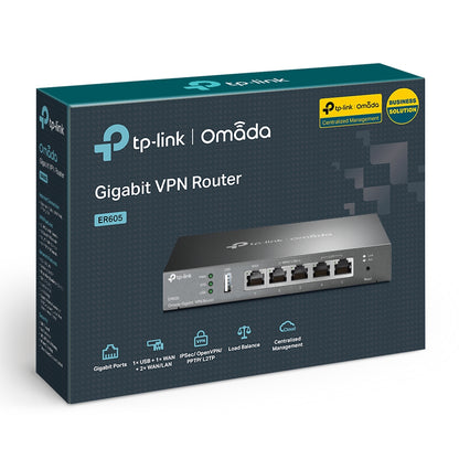 TP-Link ER605 Omada 5 Port Gigabit VPN Router Hub with USB 2.0 and WAN/LAN/WAN+LAN RJ45 Ports Supports Cloud Centralized Management, 4G/3G Mobile Broadband Backup Mode, Microsoft & Windows OS - Smart Network Devices | TPLINK TP LINK