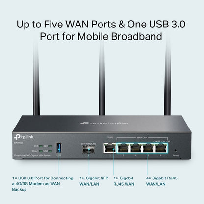 TP-Link Omada AX3000 WiFi 6 Dual Band VPN Router with 6-Port Gigabit Ethernet Ports, High Security VPN, OMADA Mesh and Centralized Magement for Network and Internet  - ER706W