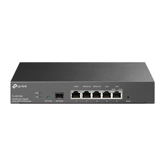 TP-Link TL-ER7206 SafeStream 5 Port Gigabit Multi-WAN VPN Router Hub with SFP Slot and WAN/LAN/WAN+LAN RJ45 Ports Supports Cloud Centralized Management, SFP Module Insert, Microsoft & Windows OS - Smart Network Devices | TPLINK TP LINK