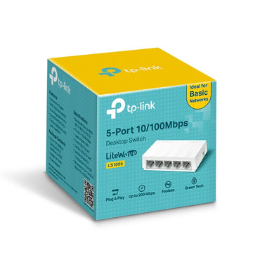 [CLEARANCE] TP-Link LS1005 5-Port 10/100Mbps Desktop Switch with RJ45 Ethernet Ports Supporting Auto-MDI/MDIX, Driver Free, Fanless, MAC Address Learning, Green Ethernet Technology, 802.3X Flow Control