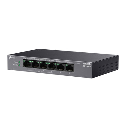 TP-Link LS106LP 6-Port 10/100Mbps Desktop Network Switch with 4-Port PoE+ (Unmaged) with 41W PoE Budget, IP Surveillance & 250m Transmission for IP Security Cameras, Phones, Access Points & Network Video Recorders | TP LINK TPLINK