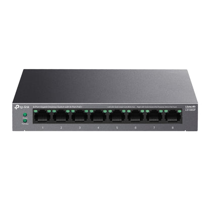 TP-Link LS108GP 8-Port 10/100Mbps Desktop Network Switch with 8-Port PoE+ (Unmaged) with 62W PoE Budget, IP Surveillance & 250m Transmission for IP Security Cameras, Phones, Access Points & Network Video Recorders | TP LINK TPLINK