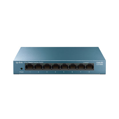 TP-Link LS108G 8-Port 10/100/1000Mbps Gigabit Desktop Switch with Auto-Negotiation RJ45 Ports Supporting Auto-MDI/MDIX, Driver Free, Fanless, 802.1p/DSCP QoS Function, MAC Address Learning, 802.3X Flow Control, Green Ethernet Technology