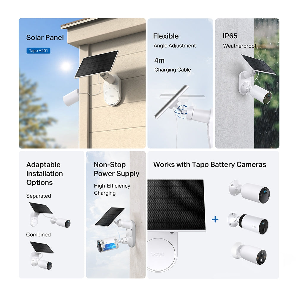 TP-Link Tapo A201 Outdoor Solar Panel for Tapo C410, C420 & C425 Battery-Powered Home Security Cameras | CCTV & Surveillance Cameras | TPLINK TP LINK