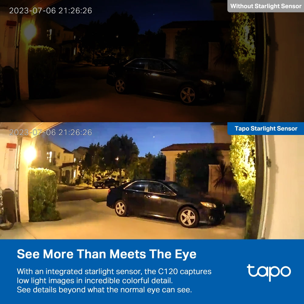 TP-Link Tapo C120 Indoor/Outdoor Wi-Fi Home Security Camera with Full-Color Night Vision, Subject Detection, Two-Way Audio, Sound & Light Alarm, Voice Assist & Privacy Mode | CCTV & Surveillance Cameras | TP LINK TPLINK