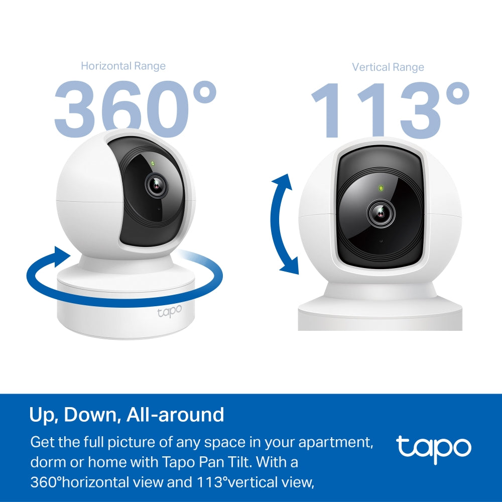 TP-Link Tapo C202 Pan/Tilt Wi-Fi Home Security Camera with Advance Night Vision, Subject Detection & Motion Tracking, Two-Way Audio, Sound & Light Alarm, Voice Assist & Privacy Mode | CCTV & Surveillance Cameras | TP LINK TPLINK