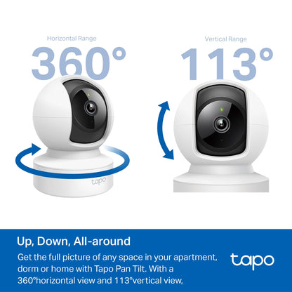 TP-Link Tapo C202 Pan/Tilt Wi-Fi Home Security Camera with Advance Night Vision, Subject Detection & Motion Tracking, Two-Way Audio, Sound & Light Alarm, Voice Assist & Privacy Mode | CCTV & Surveillance Cameras | TP LINK TPLINK