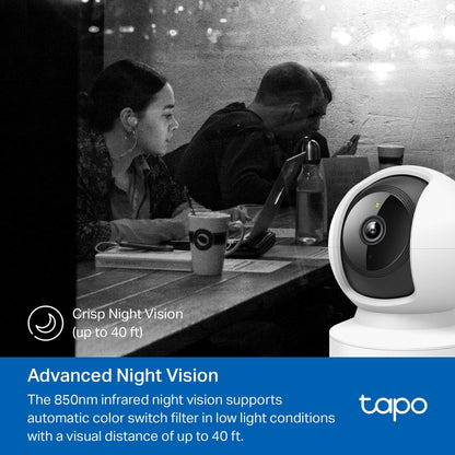 TP-Link Tapo C202 Pan/Tilt Wi-Fi Home Security Camera with Advance Night Vision, Subject Detection & Motion Tracking, Two-Way Audio, Sound & Light Alarm, Voice Assist & Privacy Mode | CCTV & Surveillance Cameras | TP LINK TPLINK
