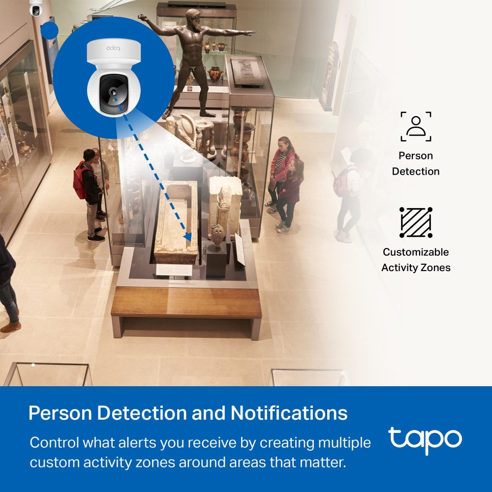 TP-Link Tapo C202 Pan/Tilt Wi-Fi Home Security Camera with Advance Night Vision, Subject Detection & Motion Tracking, Two-Way Audio, Sound & Light Alarm, Voice Assist & Privacy Mode | CCTV & Surveillance Cameras | TP LINK TPLINK