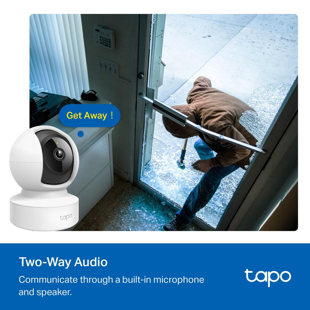 TP-Link Tapo C202 Pan/Tilt Wi-Fi Home Security Camera with Advance Night Vision, Subject Detection & Motion Tracking, Two-Way Audio, Sound & Light Alarm, Voice Assist & Privacy Mode | CCTV & Surveillance Cameras | TP LINK TPLINK