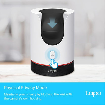TP-Link Tapo C225 Pan/Tilt AI Home Security Wi-Fi Camera 2.4GHz 2K QHD Panoramic Recording & Privacy Protection with Smart AI / Sound Detection & Notification, Customizable Night Vision, Built-in Microphone & Speaker, Voice Control