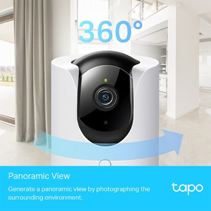 TP-Link Tapo C225 Pan/Tilt AI Home Security Wi-Fi Camera 2.4GHz 2K QHD Panoramic Recording & Privacy Protection with Smart AI / Sound Detection & Notification, Customizable Night Vision, Built-in Microphone & Speaker, Voice Control