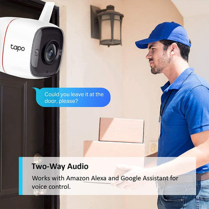 TP-Link Tapo C320WS Full Color Outdoor Security Wi-Fi Camera 3MP 2.4GHz 2K QHD with IP66 Weatherproof, Motion Detection & Notification, Dual Powerful Antennas, Starlight Night Vision, Two-Way Audio, microSD Card Up to 512GB, Voice Control