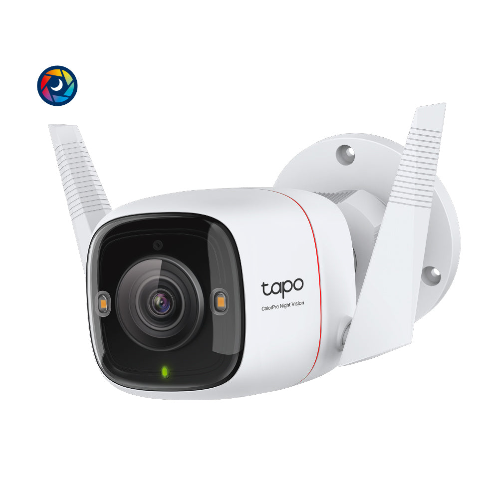 TP-Link Tapo C325WB ColorPro Outdoor Wi-Fi Security Camera 2K 4MP HDR with Colored Night Vision, Subject & Motion Detection, Two-Way Audio, Siren Spotlight Alarm, Smartphone App & Voice Control | CCTV & Surveillance Camera | TP Link TPLink