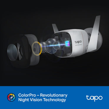 TP-Link Tapo C325WB ColorPro Outdoor Wi-Fi Security Camera 2K 4MP HDR with Colored Night Vision, Subject & Motion Detection, Two-Way Audio, Siren Spotlight Alarm, Smartphone App & Voice Control | CCTV & Surveillance Camera | TP Link TPLink