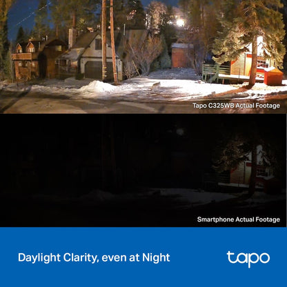 TP-Link Tapo C325WB ColorPro Outdoor Wi-Fi Security Camera 2K 4MP HDR with Colored Night Vision, Subject & Motion Detection, Two-Way Audio, Siren Spotlight Alarm, Smartphone App & Voice Control | CCTV & Surveillance Camera | TP Link TPLink