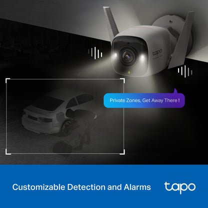 TP-Link Tapo C325WB ColorPro Outdoor Wi-Fi Security Camera 2K 4MP HDR with Colored Night Vision, Subject & Motion Detection, Two-Way Audio, Siren Spotlight Alarm, Smartphone App & Voice Control | CCTV & Surveillance Camera | TP Link TPLink