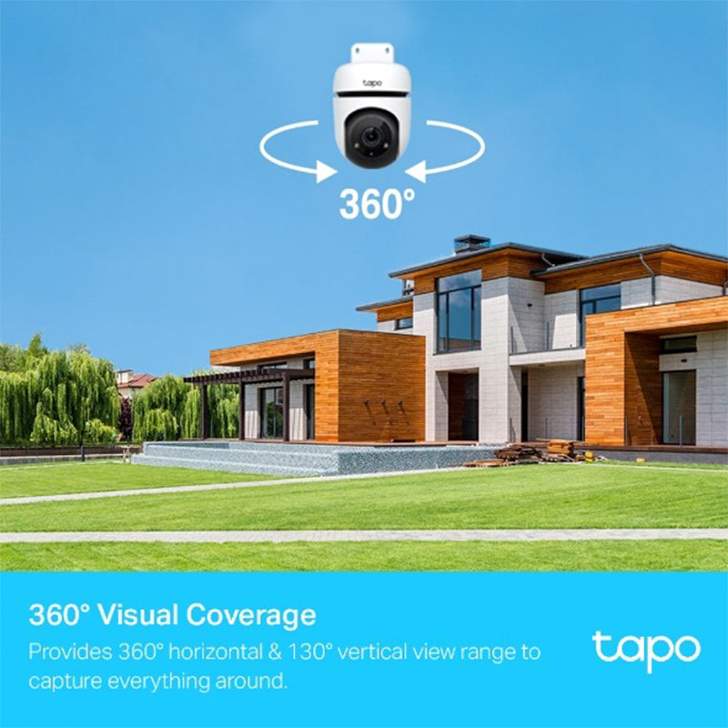 TP-Link Tapo C500 Outdoor Pan/Tilt Security Wi-Fi Camera 2.4GHz 1080p Full HD Live View with 360 Degree Motion Tracking & Person Detection, Night Vision Up to 30m, IP65 Weatherproof, Customizable Sound Alarm, Voice Control, Two-Way Audio